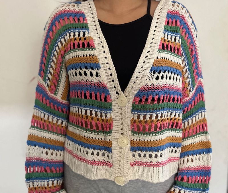 Multicolour Crochet Sweater