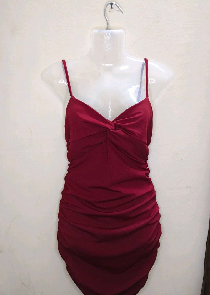 ON SALE🥳 Maroon Bodycon Bow Dress🎀