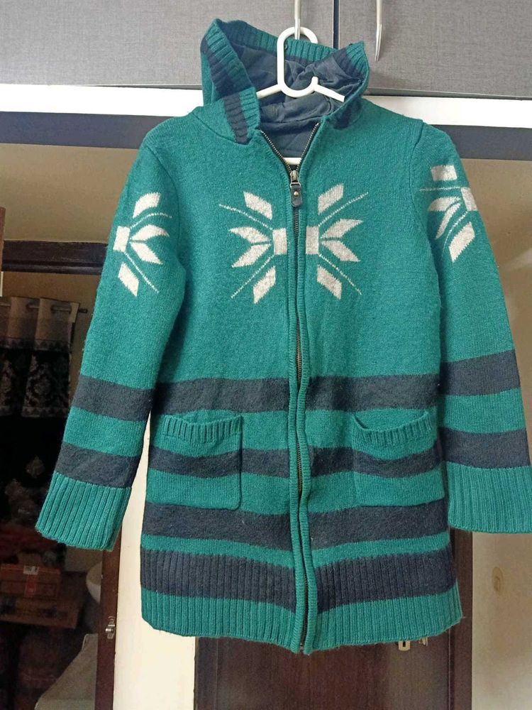 WOMENS NEW Green  Hooded Knit Jacket
