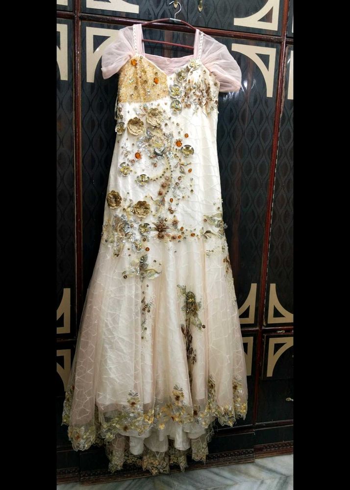 Elegant Ethnic Gown With Long Tail
