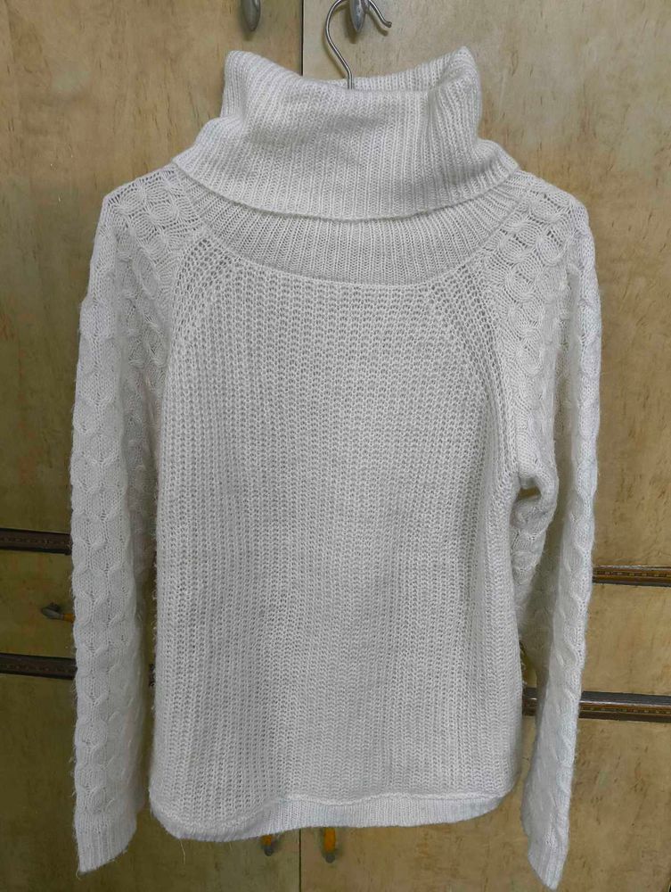 High Neck Cable Knit Sweater