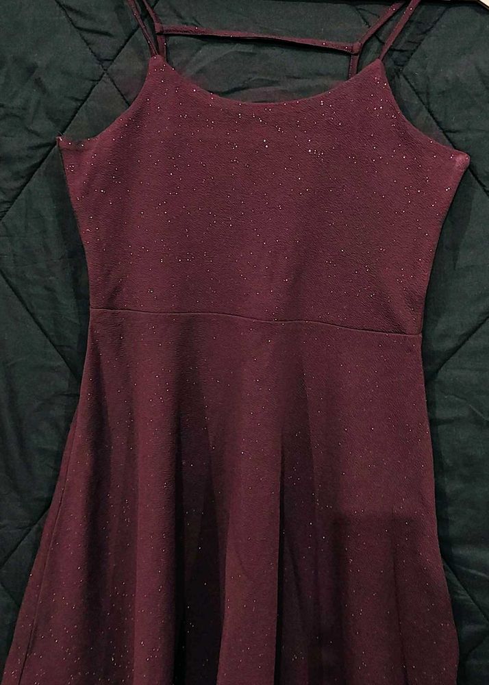 Burgundy Sparkle Skater Dress