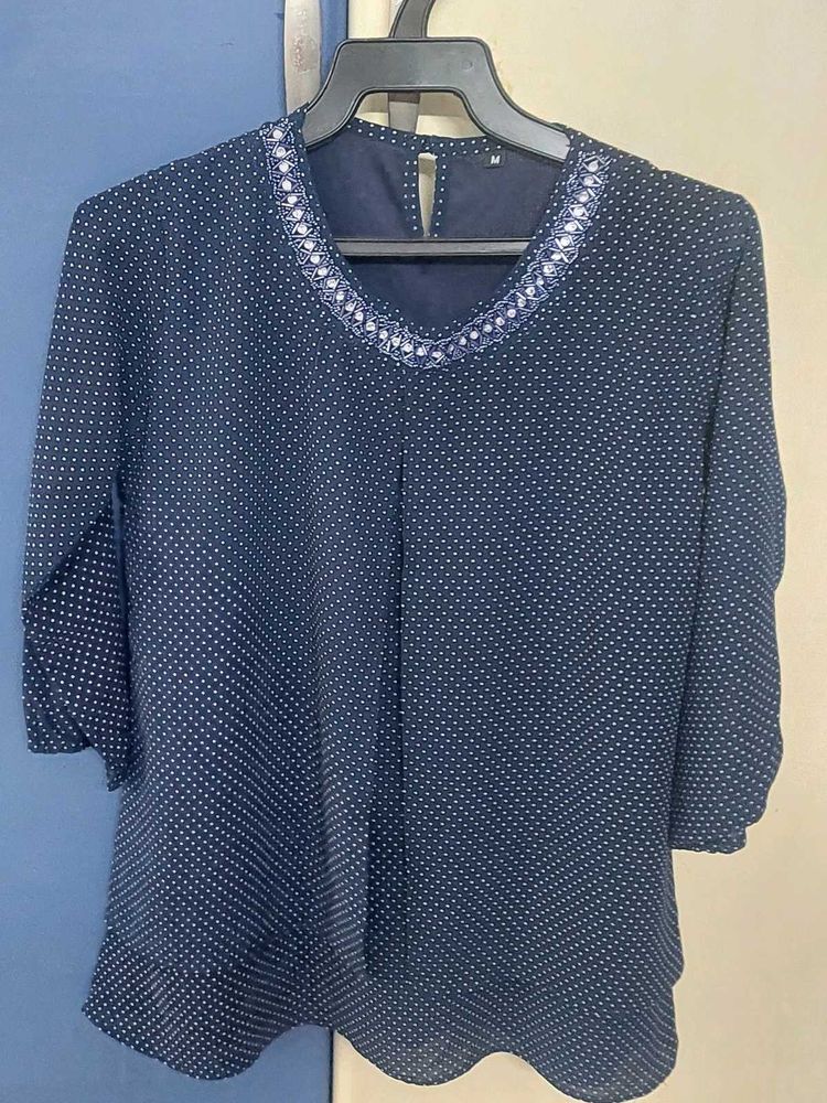 Multilayered Elegant Polka Chiffon Top.Brand new.
