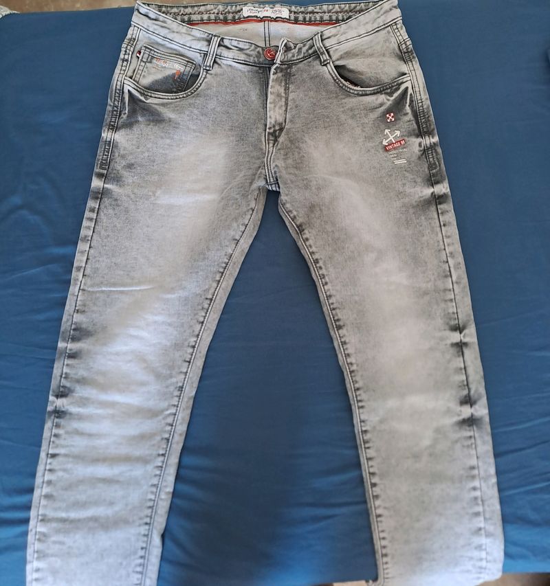Vintage Racing Denim Jeans Grey Men