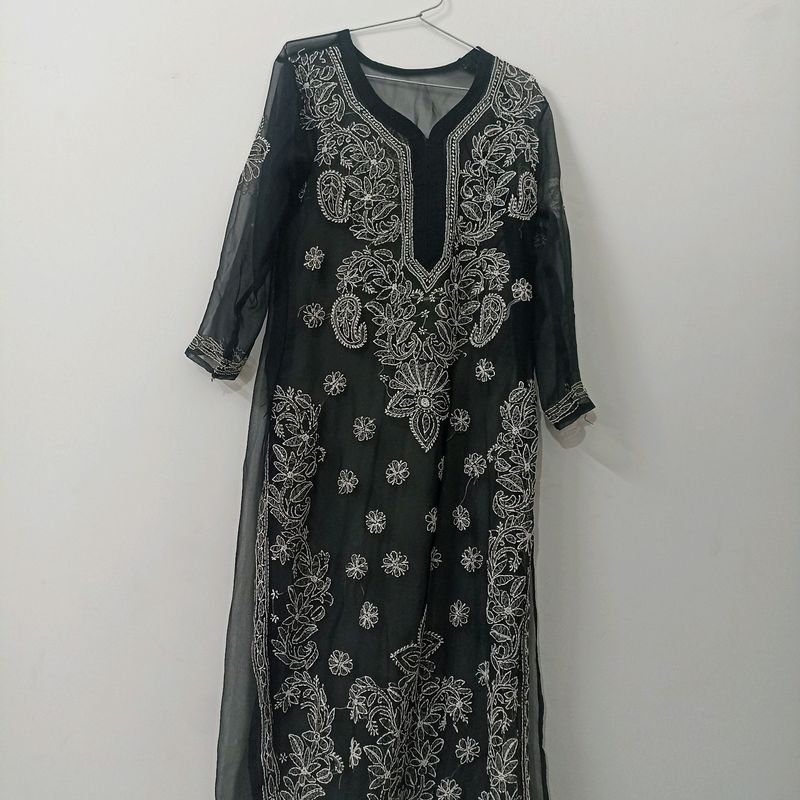 Black Chikankari Kurti For Women