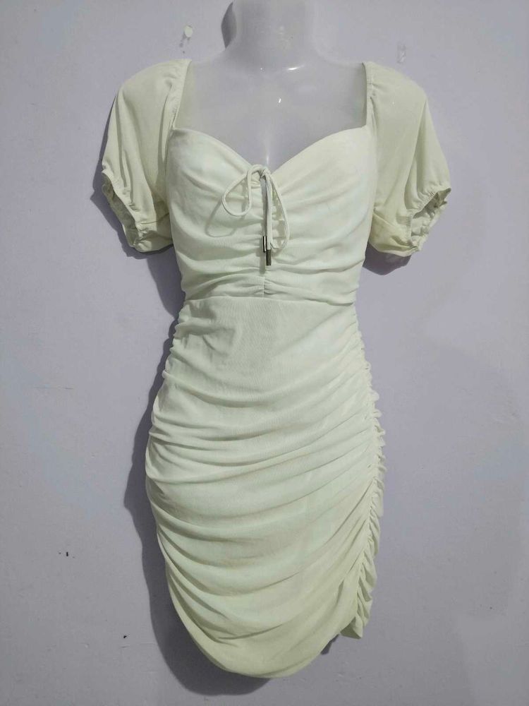 WHITE RUCHED BODYCON