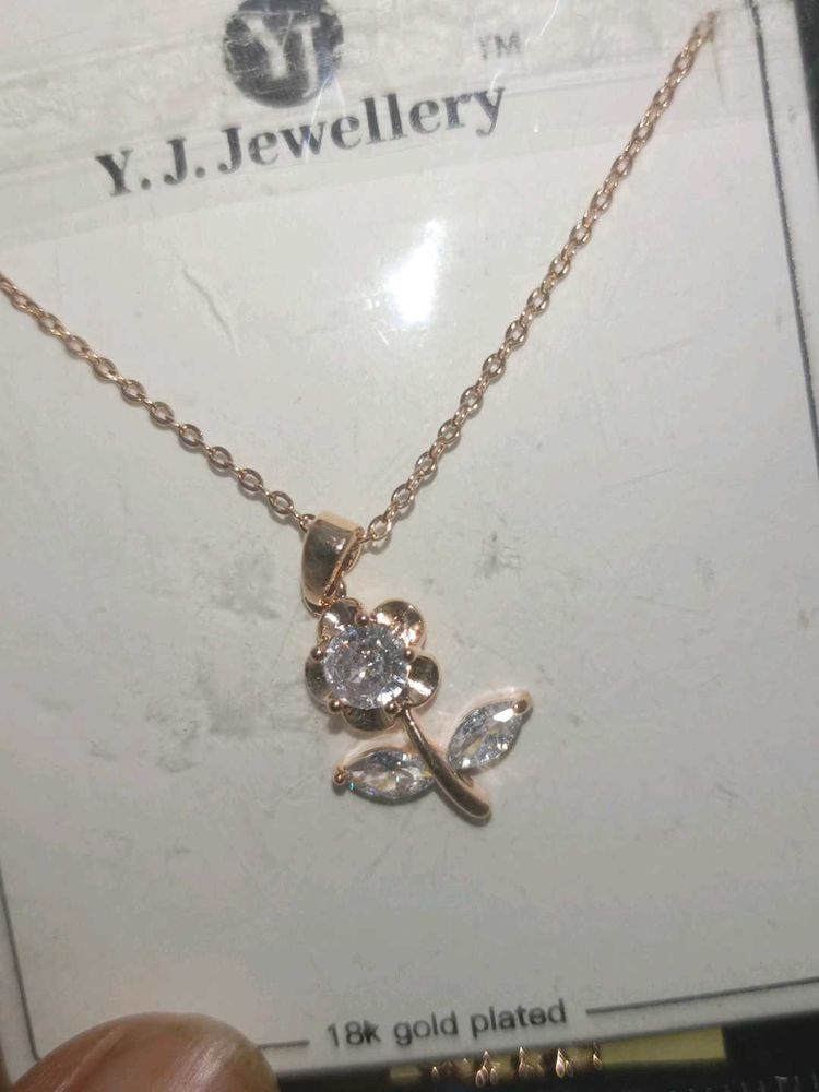 Rose 18k Gold Plated Necklace - Set Of 2