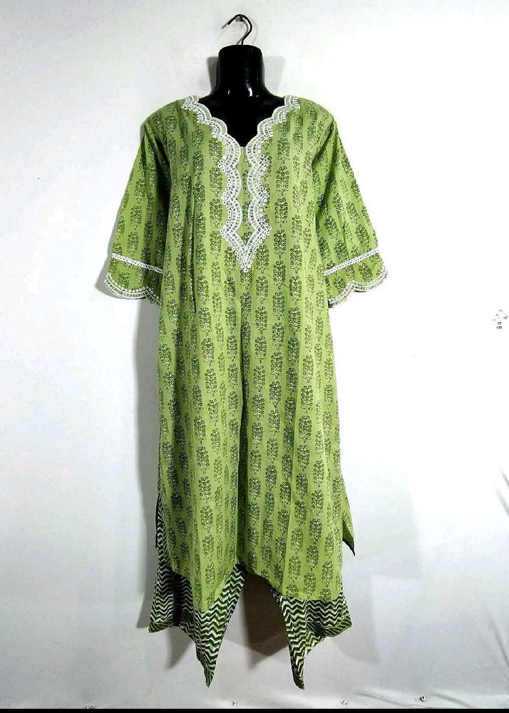 Libas Green Printed Kurti Set
