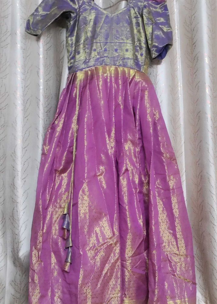 Purple &amp; Gold Anarkali Dress
