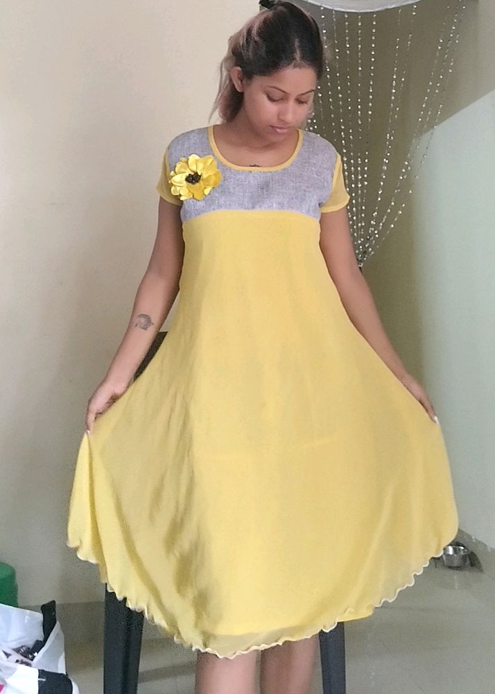 Yellow Mid Length Dress