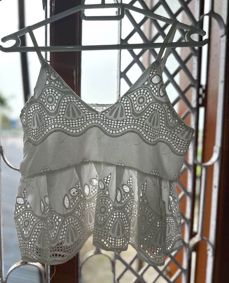 Embroidered Crop Top