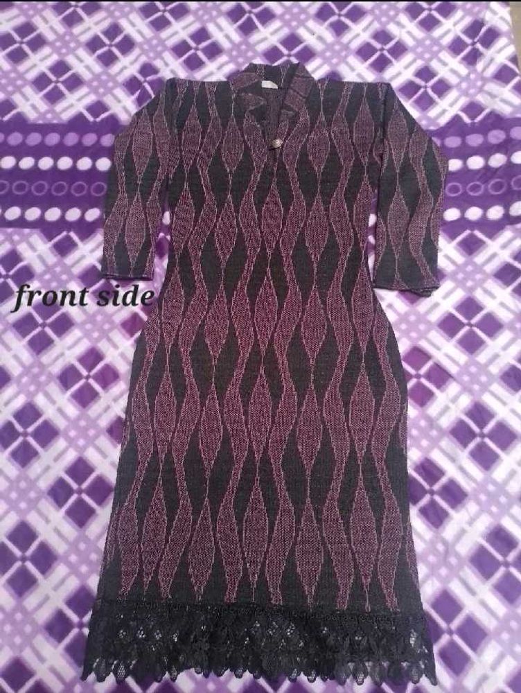 Black &amp; purple winter kurti