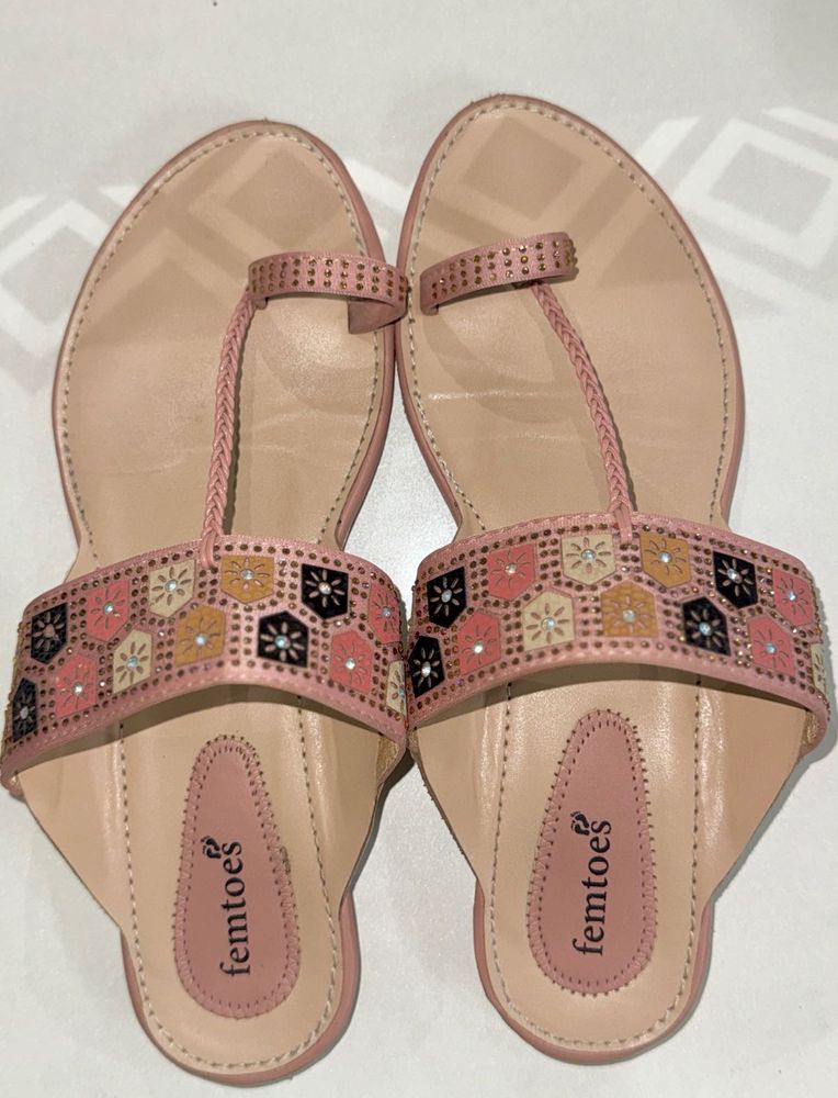 Femtoes Pink Embellished Sandals