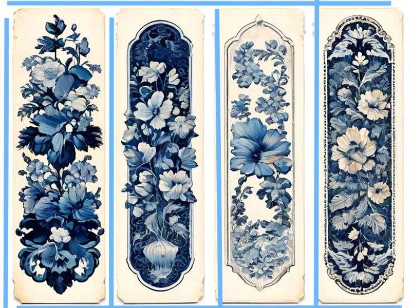 Vintage Floral Bookmarks - Set of 4