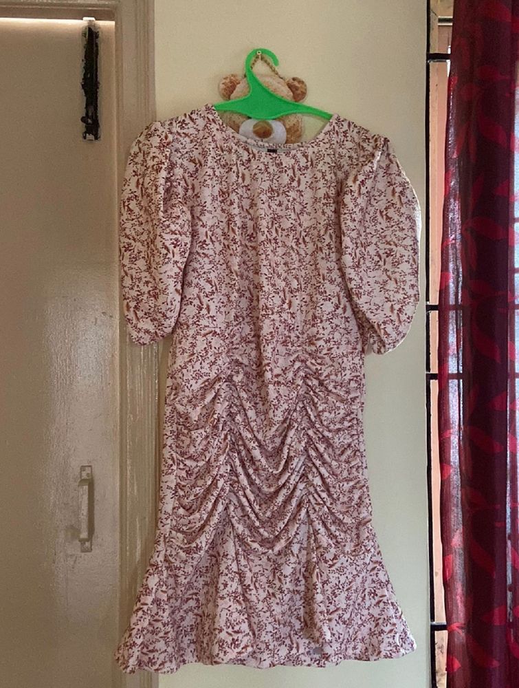Ruched Dress Stretchable Fabric Size M