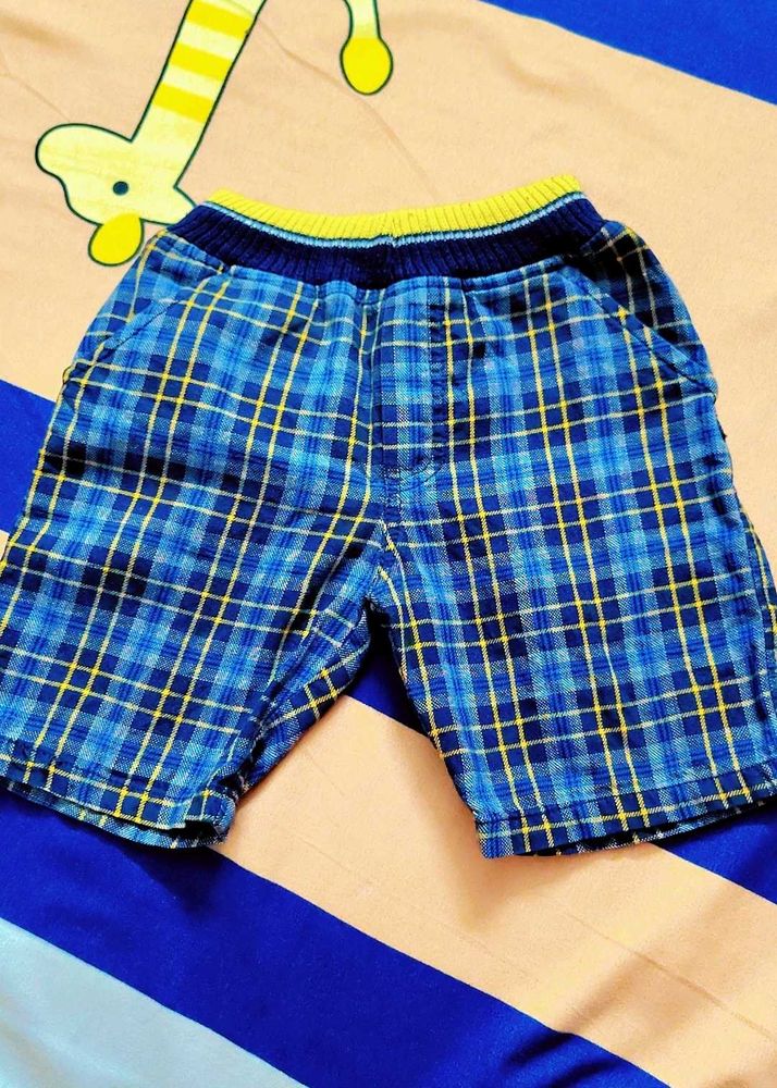 Boys Blue Plaid Shorts(6 -12 months)