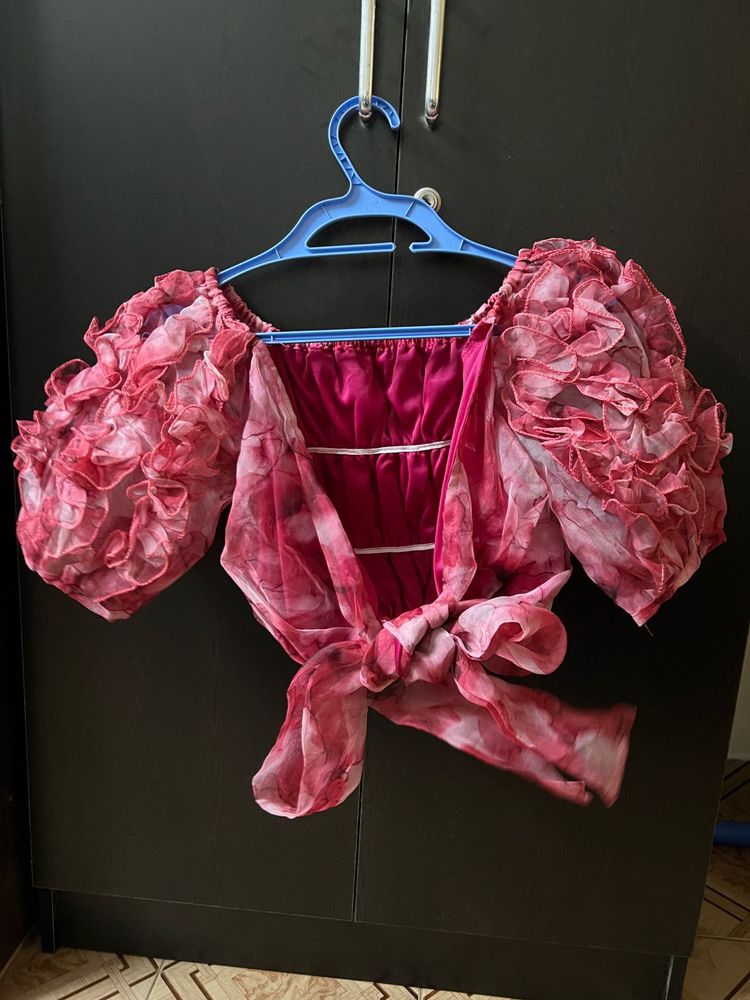 Ruffled Tie-Front Top