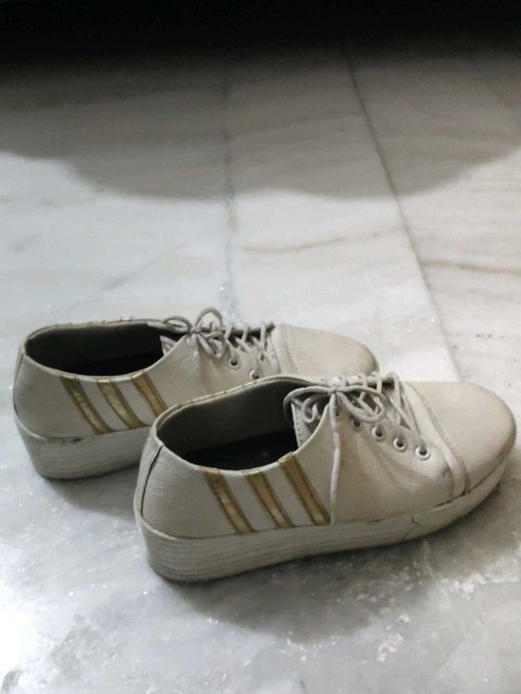 White Heeled Sneakers