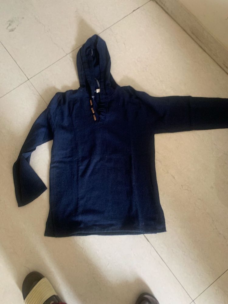 Navy Blue Hooded Top