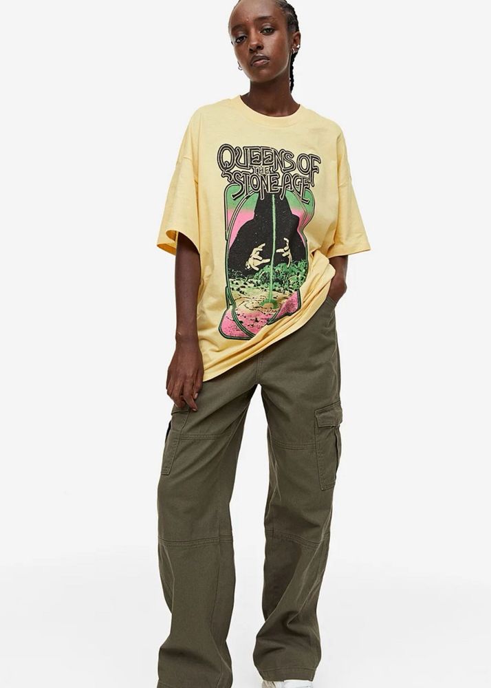 H&amp;M Oversized Printed Pure Cotton T-shirt