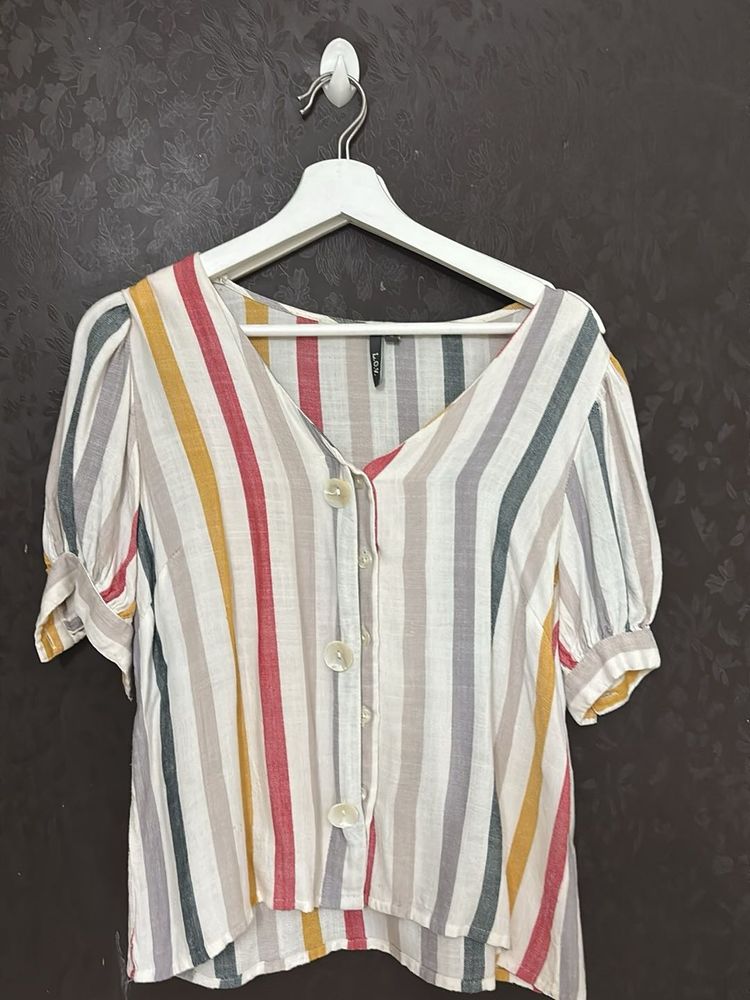 Striped Button-Down Top