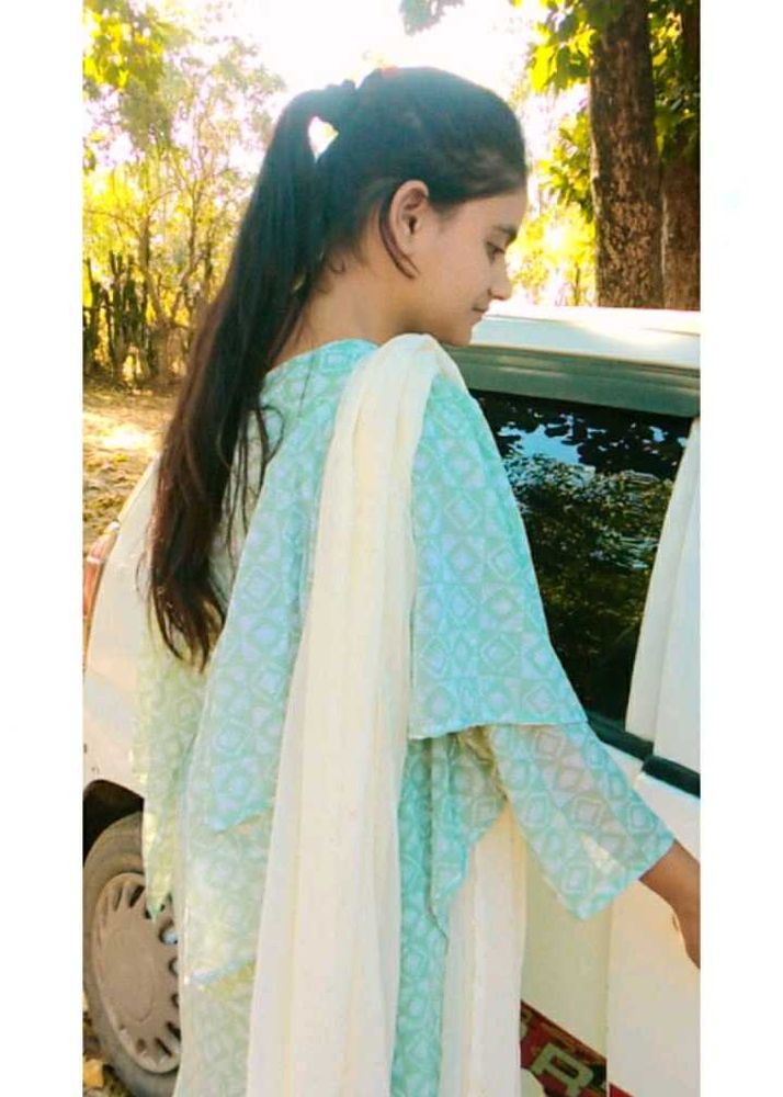 Blue &amp; White Printed Kurti Set