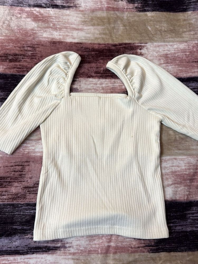 Elegant Square Neck Long Sleeve Top