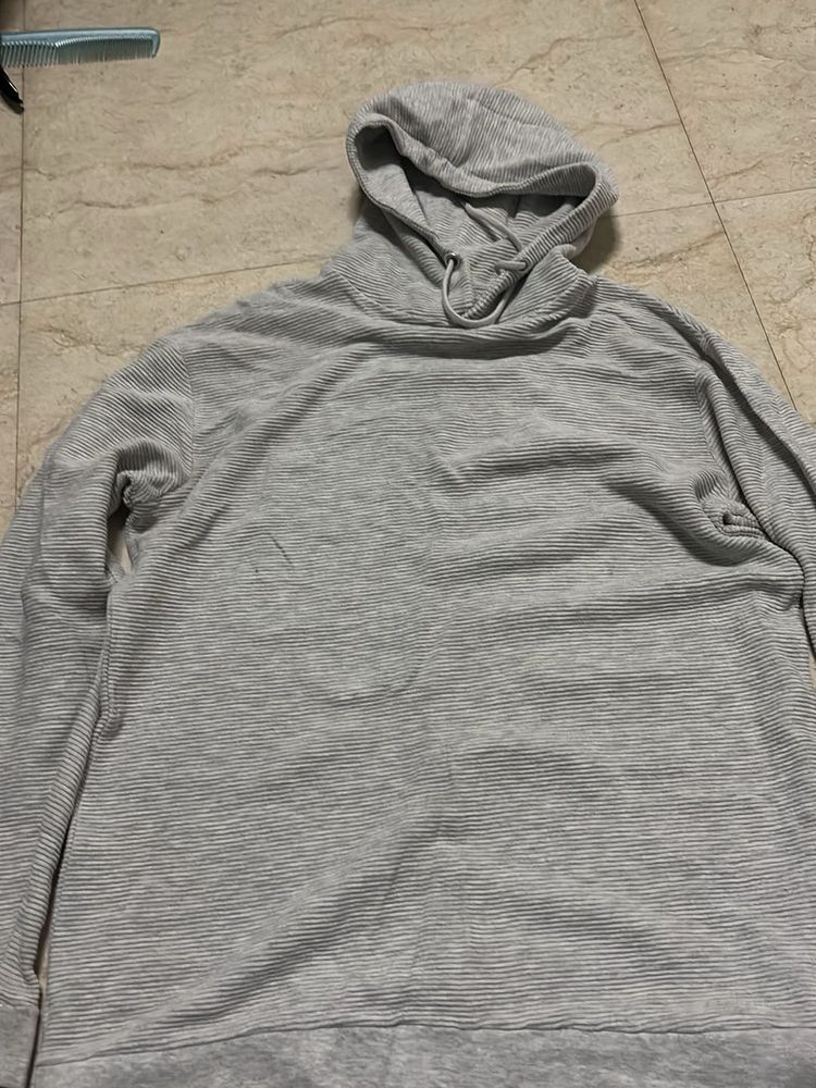 Grey Striped Hoodie