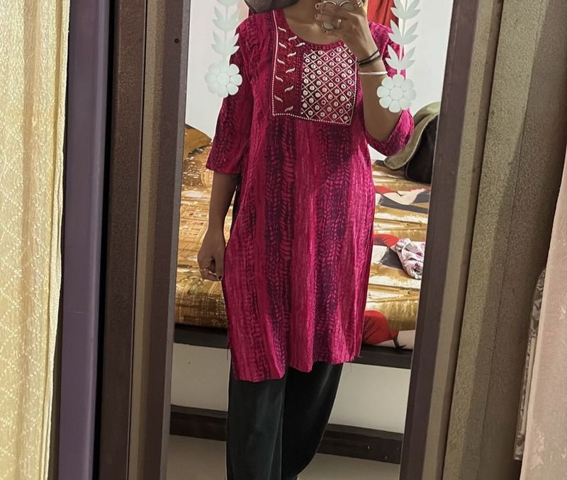 Pink Printed Kurti
