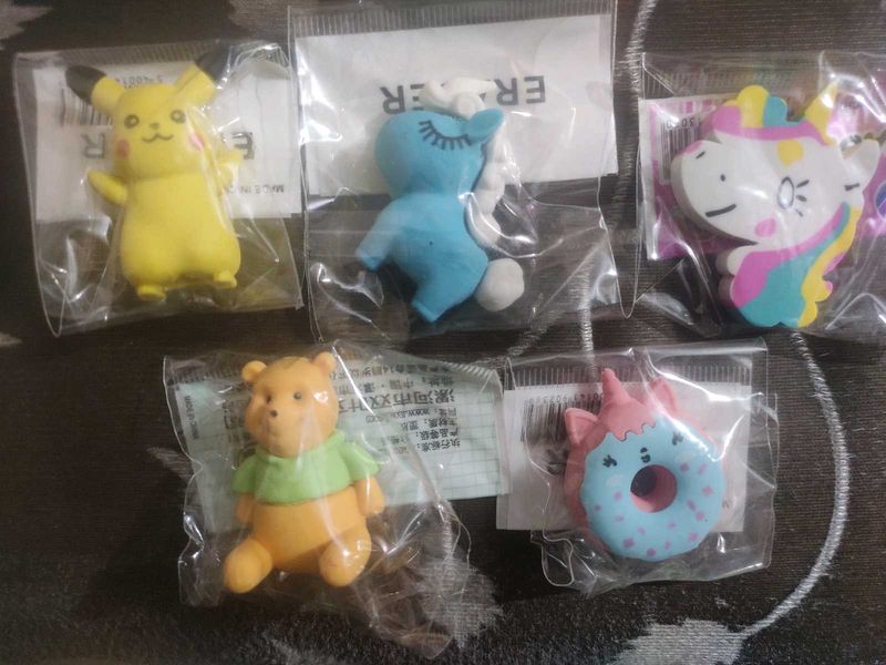 Kawaii Character Eraser Set