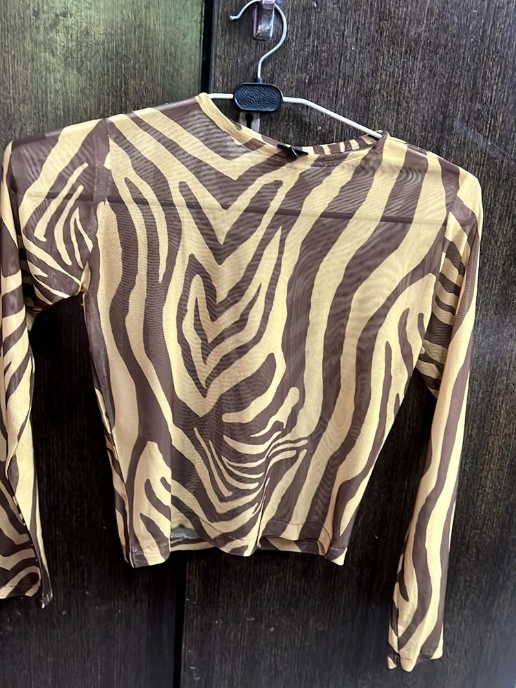 Zebra Print Mesh Top With pink N JeNs