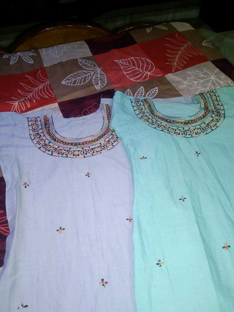 1+1 Combo Kurtis With Embroidery Design