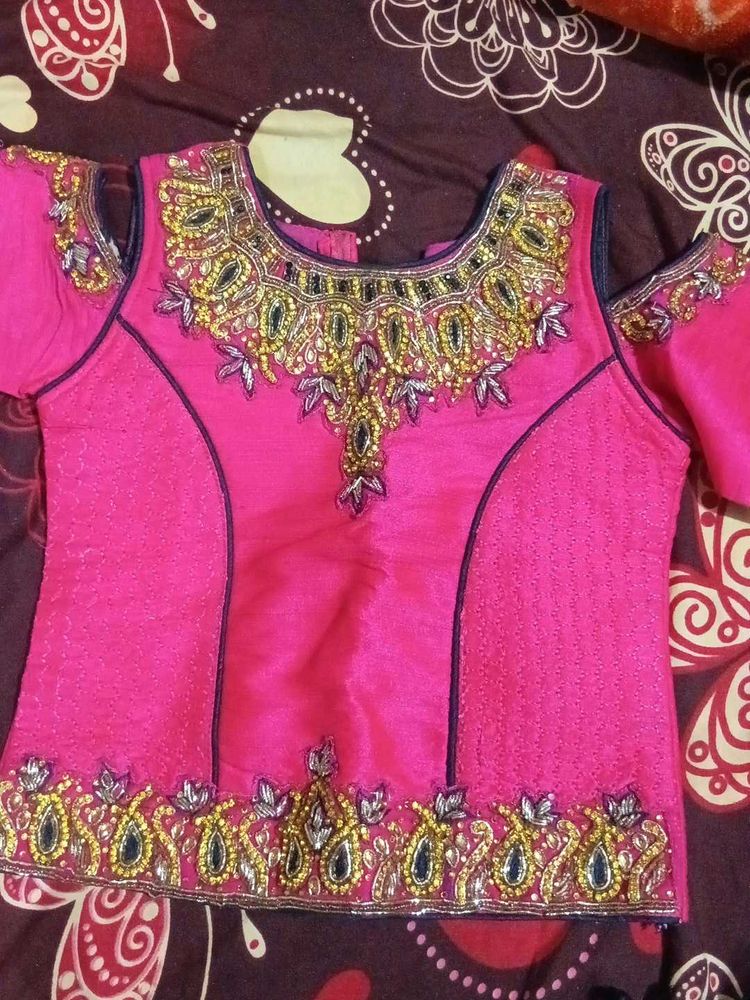 Pink Embellished Top for lehanga
