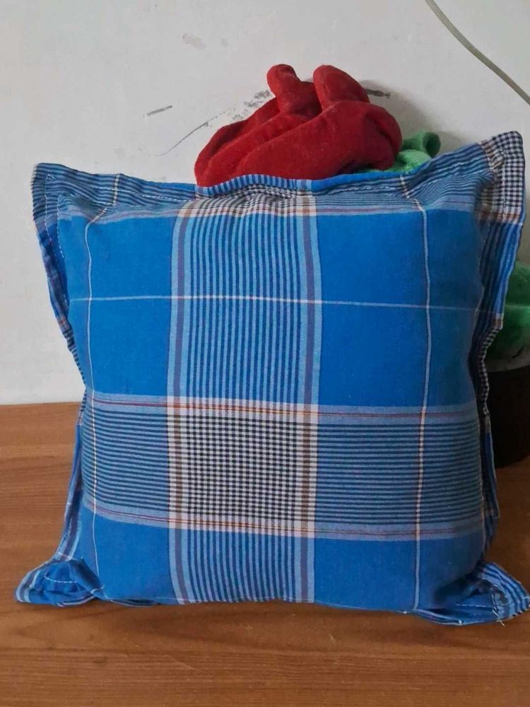 Blue Plaid Throw Pillow