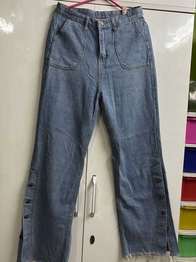 Wide Leg Denim Jeans High Waist