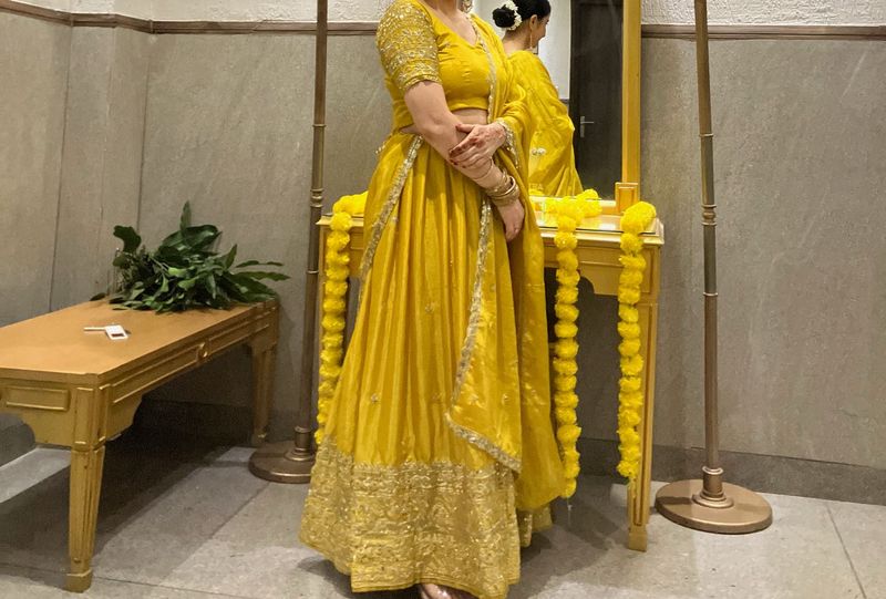Elegant Yellow Lehenga Choli 1 time use