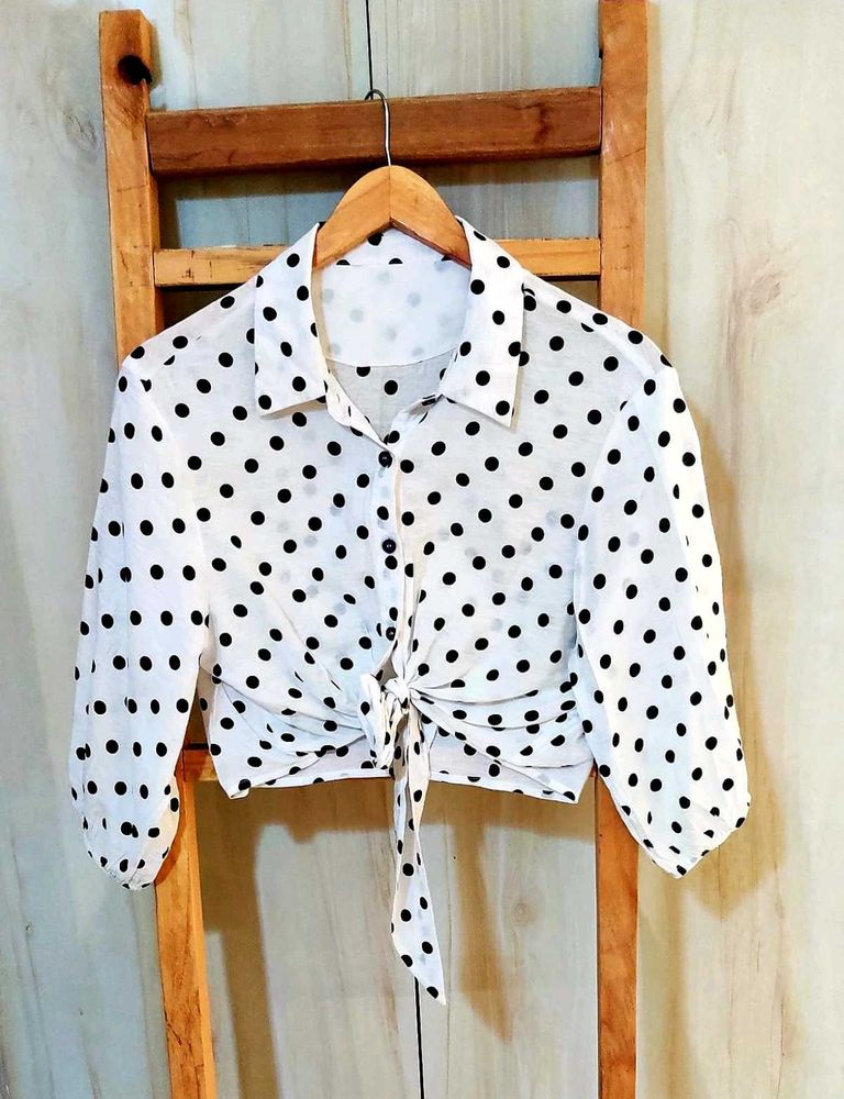 Polica Dot Print Crop Shirt Size-28-30