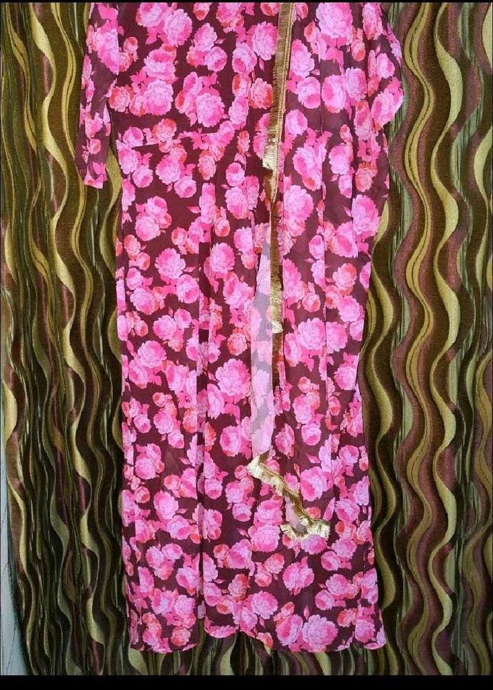 Floral gown combo with dupatta