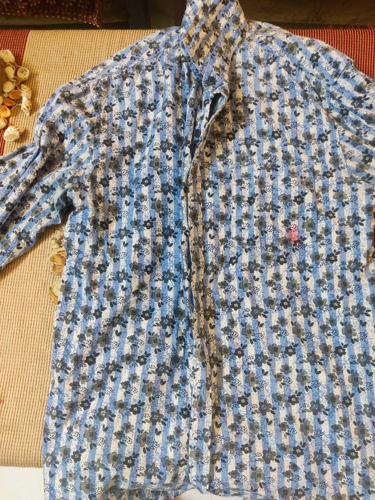 Floral Striped Button-Down Shirt