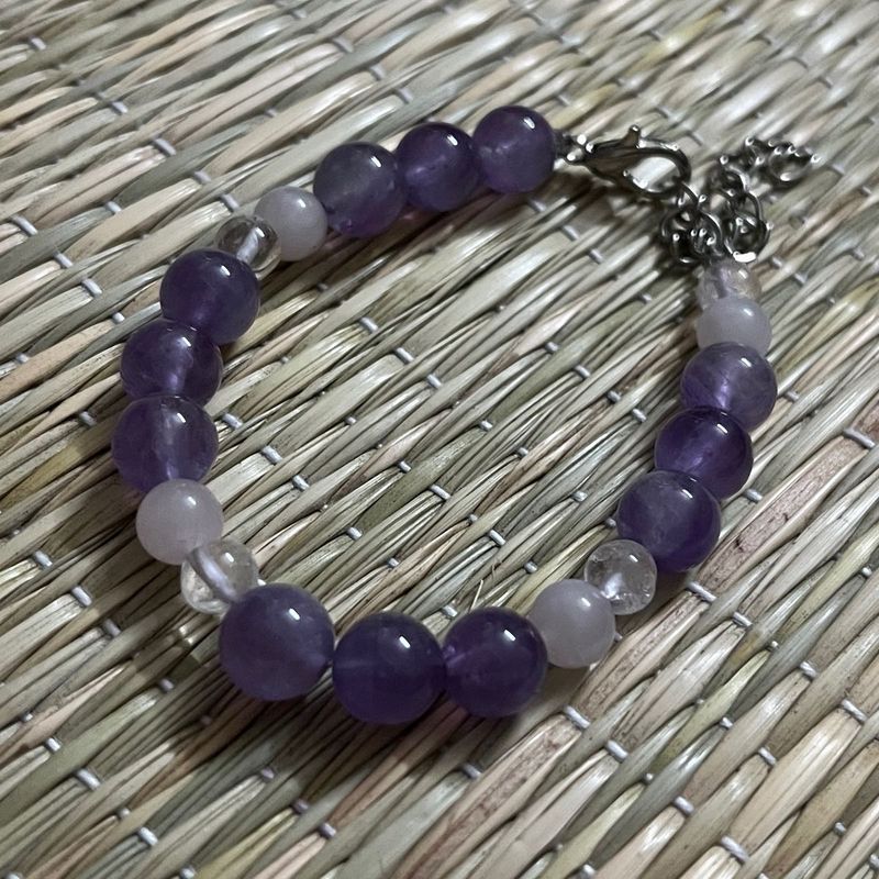 Amethyst, Clear Quartz, Rose Quartz braclet