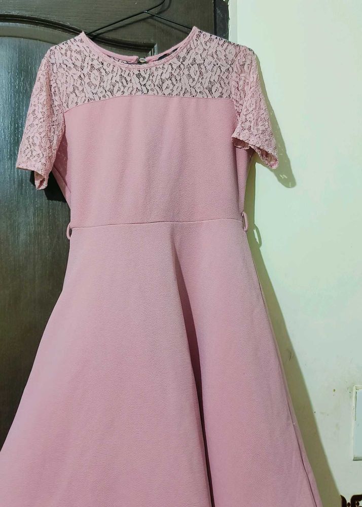 Pink Lace Detail Dress