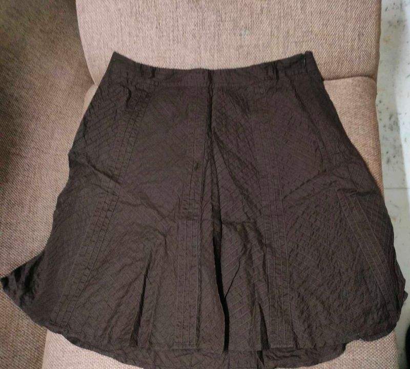 Brown Pleated Skirt