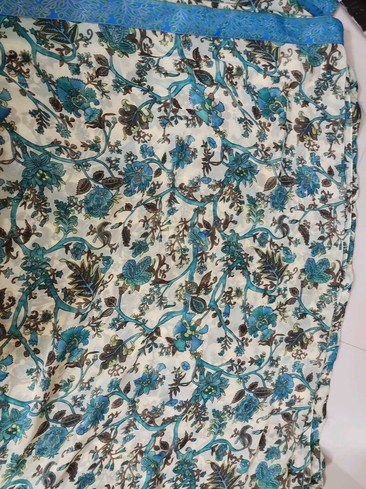 Floral Pattern seagreen georgette saree