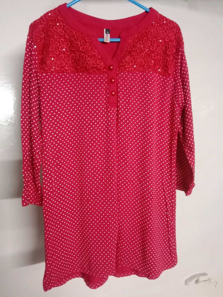 Red Top For Casual And Party Wear