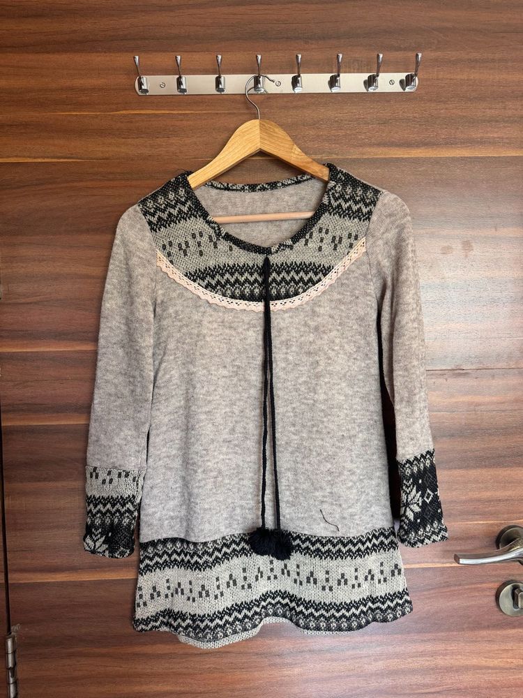 Patterned Knit Sweater