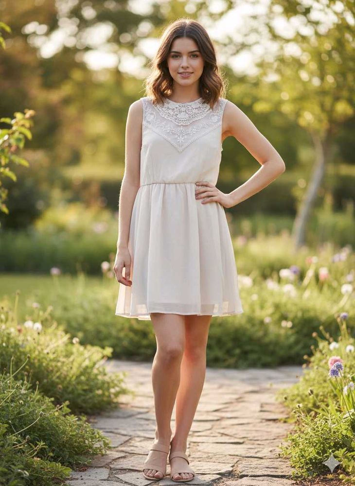 H&amp;M stunning Divided Lace-Detail Dress ✨