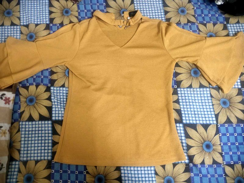 Mustard Flared Sleeve Top