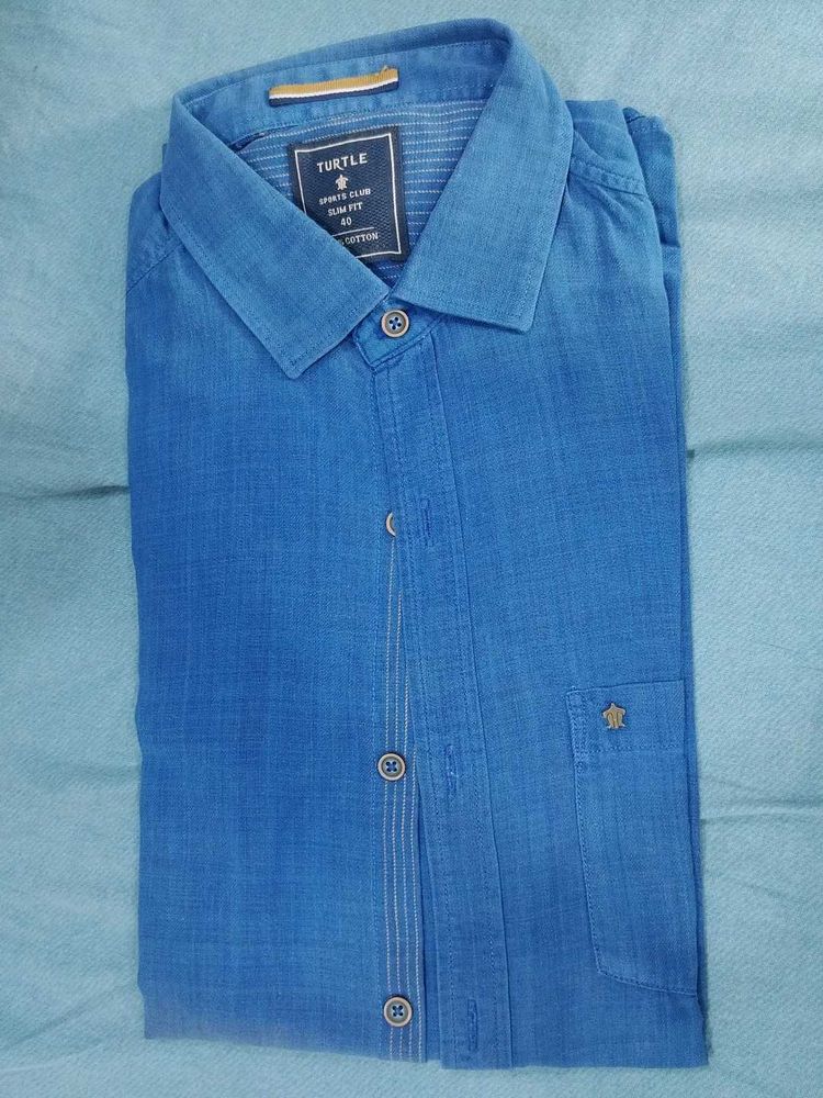 Navy Blue Full Sleeved Cotton Shirt