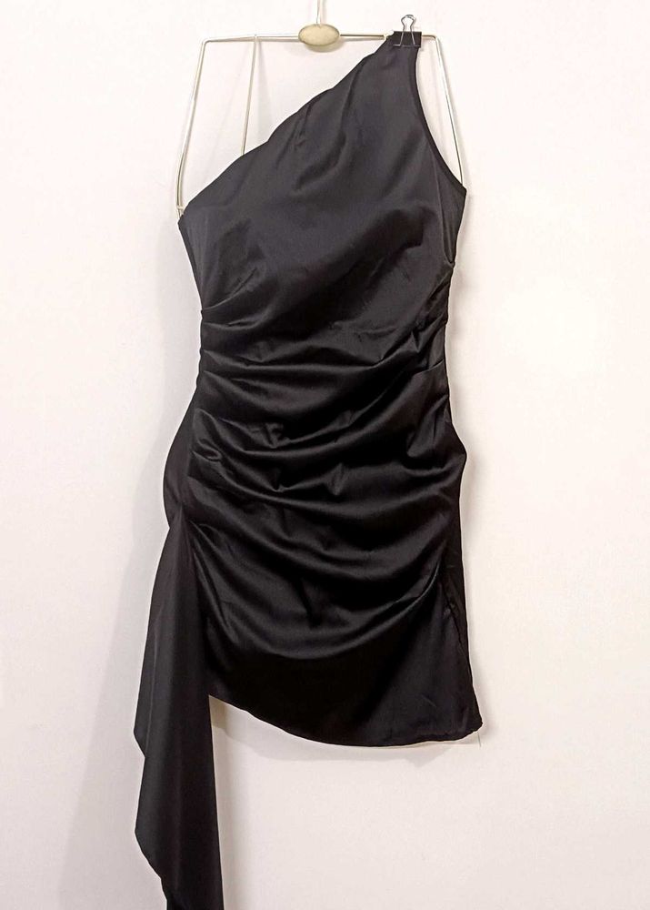 Black Bodycon Satin Dress