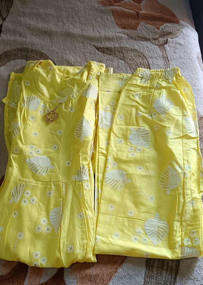 Yellow Floral Print Salwar Kameez Set